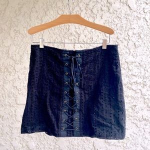 Lulu’s Black Lace-Up Eyelet Skirt